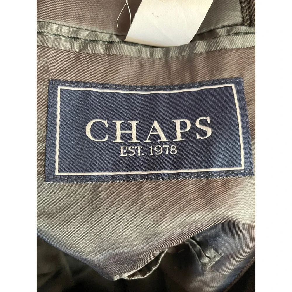 Chaps Mens Blazer 46L Sport Coat Grey Corduroy Herringbone Texture Preppy